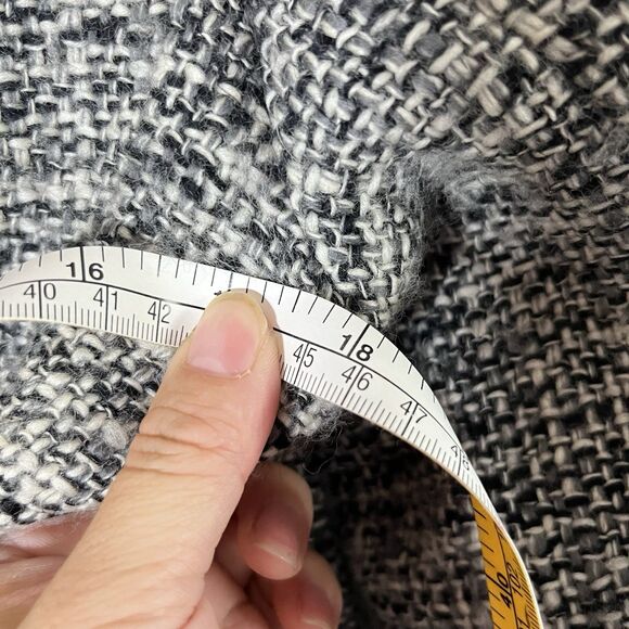 Talbots Wool Boucle Tweed Blazer Jacket Black/White/Gray Women 6 W/Fringe - Picture 8 of 8